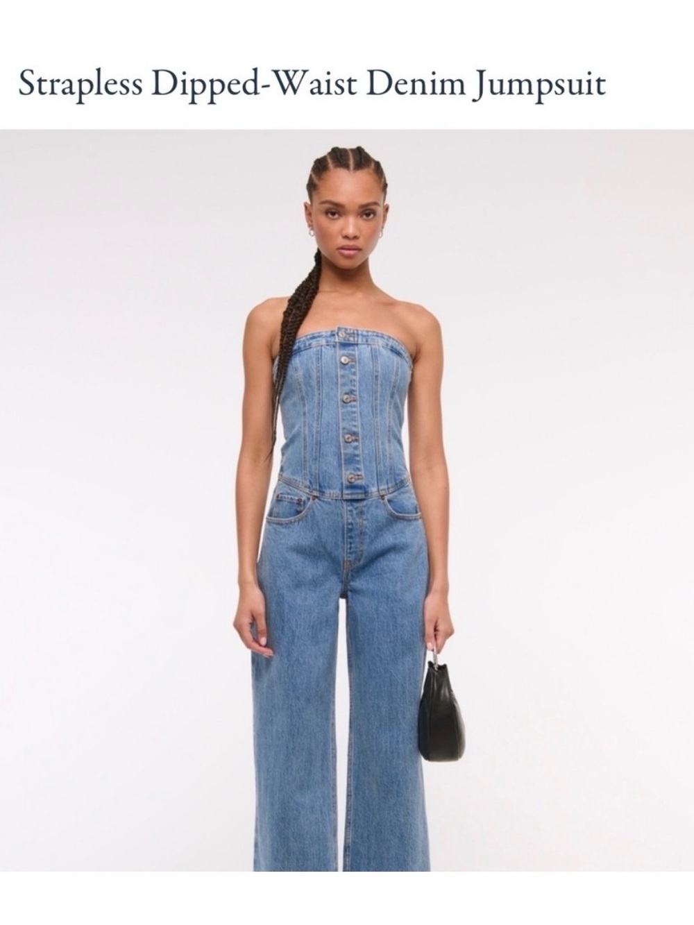 Abercrombie Denim Strapless Dipped-Waist Jumpsuit-NWT